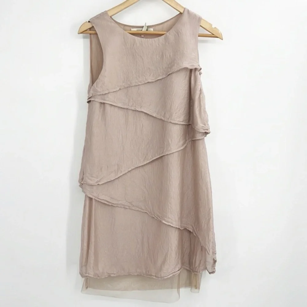 BCBGMaxAzria Runway Pink Celine Cascading Silk Dress size small